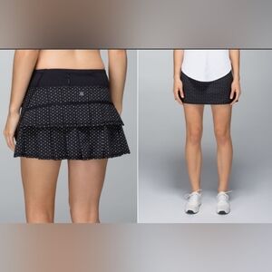 Lululemon "Run: Pace Setter Skirt" (Regular), Chevron Dot Black / Black, size 6